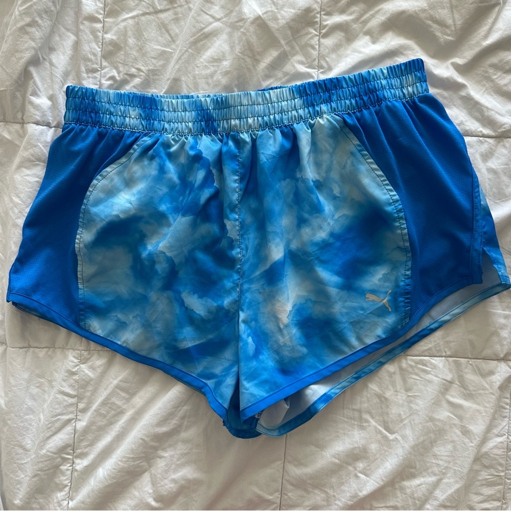 Puma Women's Blue Tie-Dye Shorts